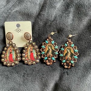 2 Virgin Mary earrings